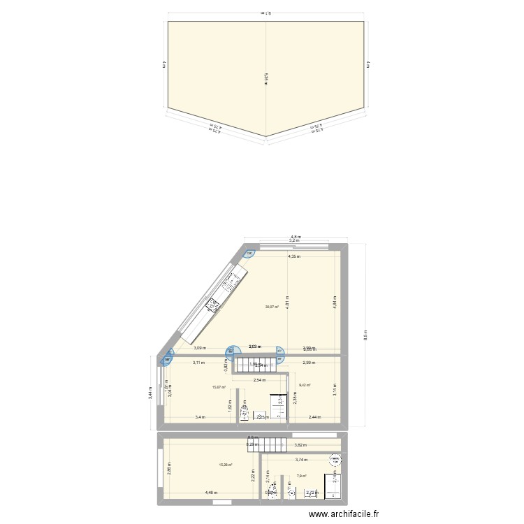 plan elect. Plan de 8 pièces et 105 m2