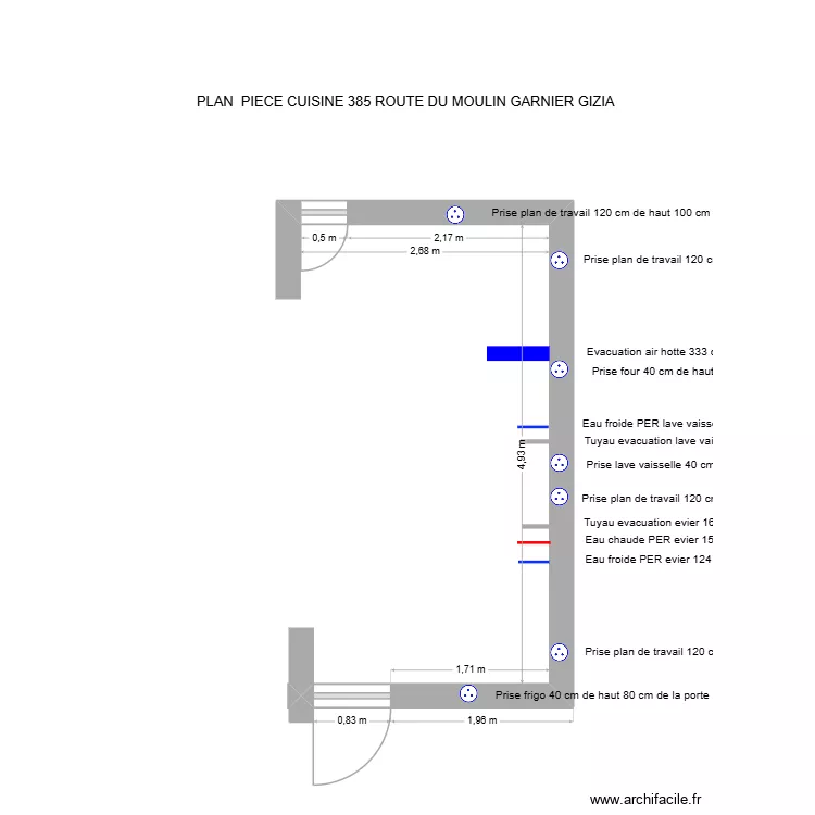 PLAN PIECE CUISINE 2. Plan de PLAN PIECE CUISINE 2. Plan de