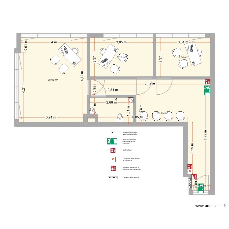 lot 24 sécurité. Plan de 4 pièces et 62 m2