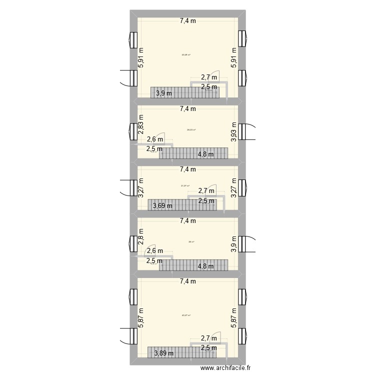 Maison Dav avec cloisons. Plan de 10 pièces et 167 m2
