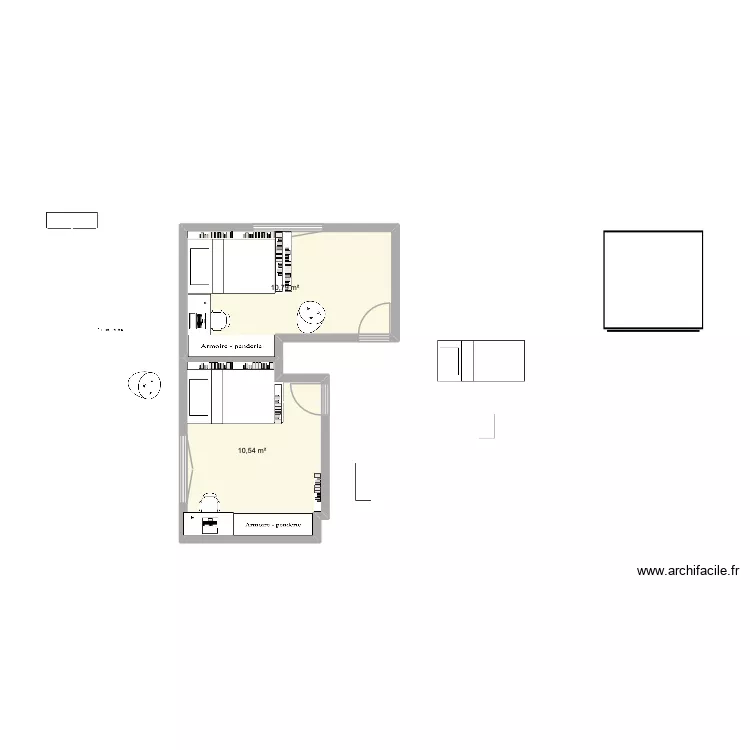 chambre filles 2. Plan de 2  et 21 m²