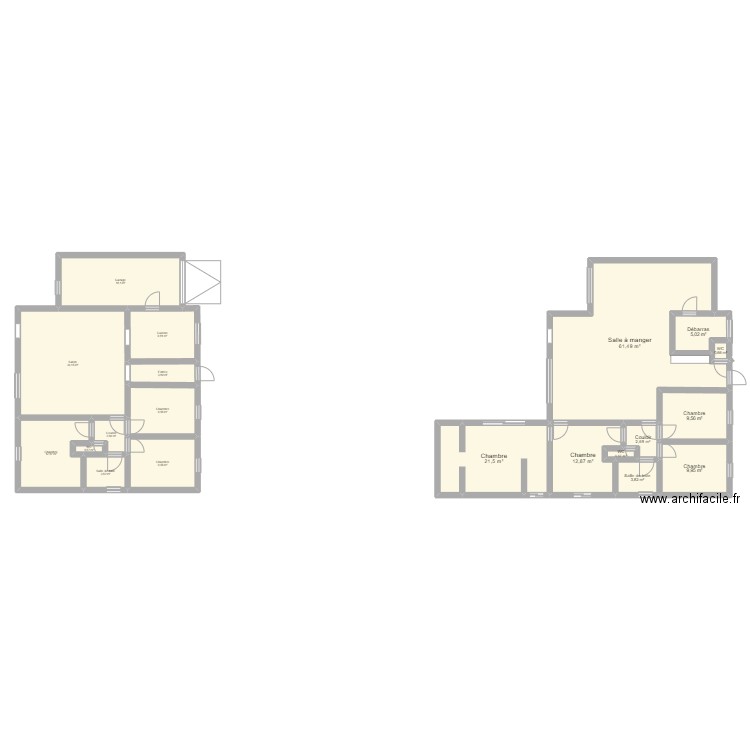 Base Maison. Plan de 19 pièces et 229 m2