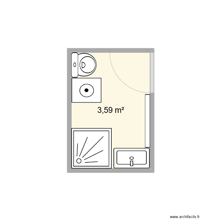 SdB future. Plan de 1 pièce et 4 m2