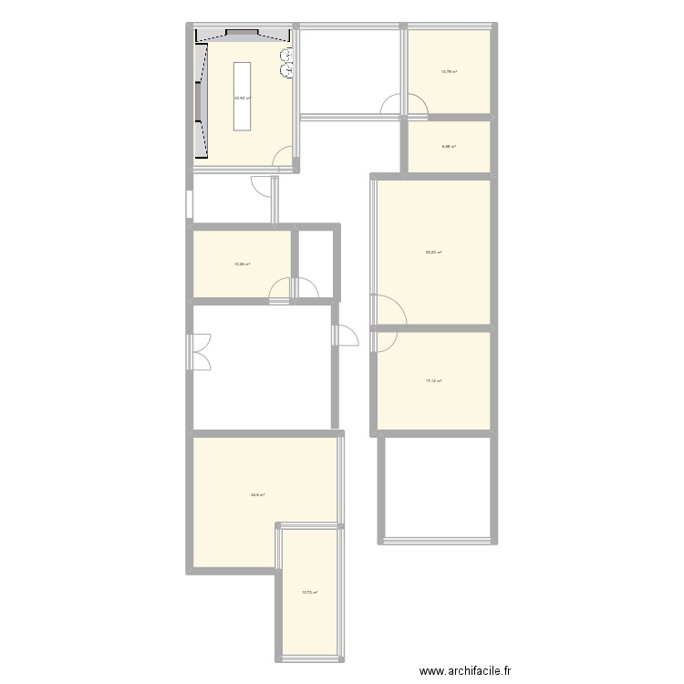 Aménagement. Plan de 8 pièces et 126 m2
