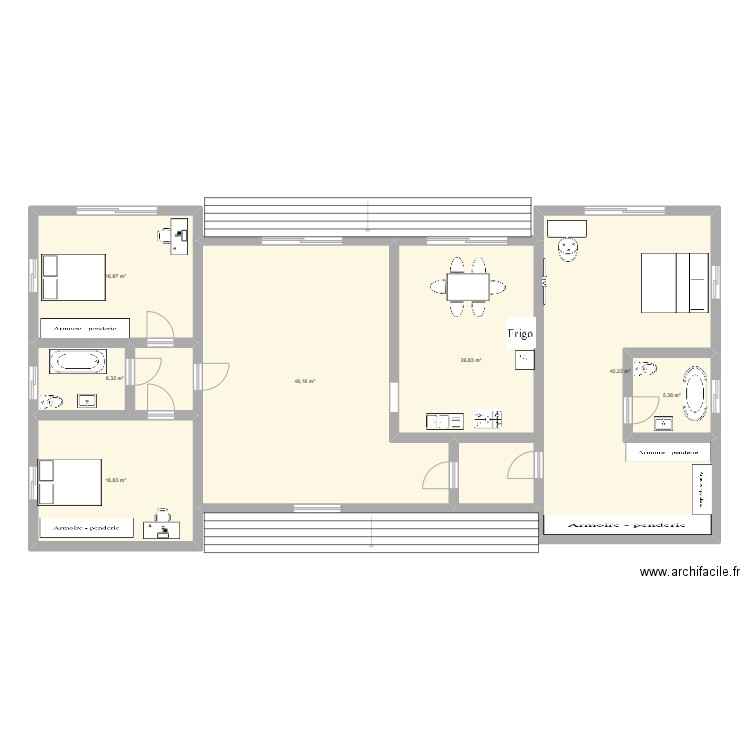 maison 2. Plan de 7 pièces et 161 m2