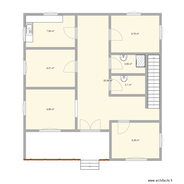 Badya. Plan de 8 pièces et 75 m2