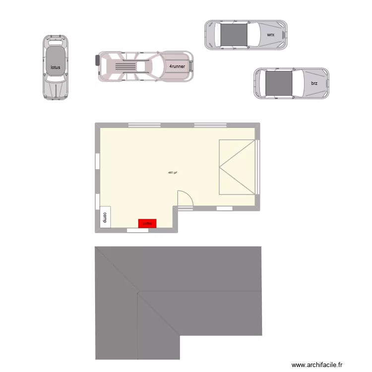garage. Plan de 1 Pièce et 43 m² garage. Plan de 1 Pièce et 43 m²