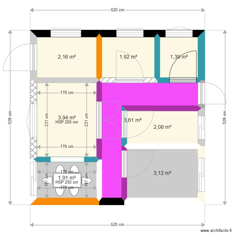 PLAN DE 3 CHAMBRES SALON. Plan de 8 pièces et 20 m2