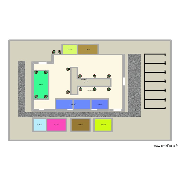 AJMSC EVENEMENT. Plan de 12 pièces et 264 m2