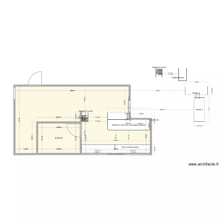 plan d&eacute;ballage Villeurbanne. Plan de 2 pièces et 40 m²