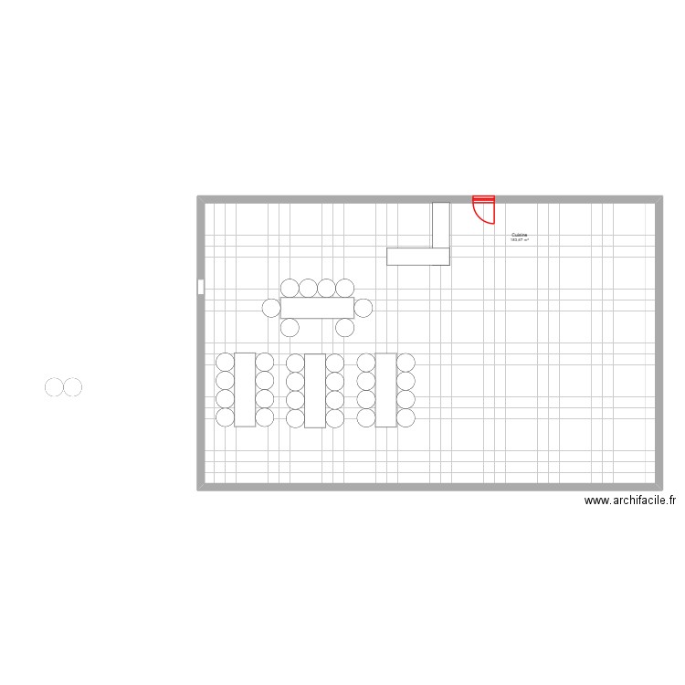 table. Plan de 1 pièce et 184 m2