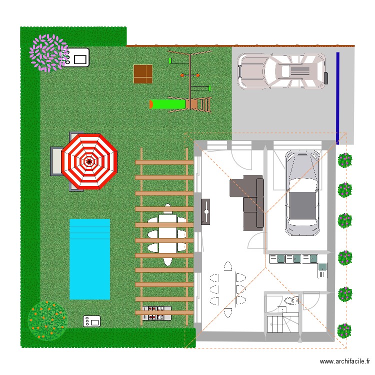 BRINDAS. Plan de 5 pièces et 54 m2