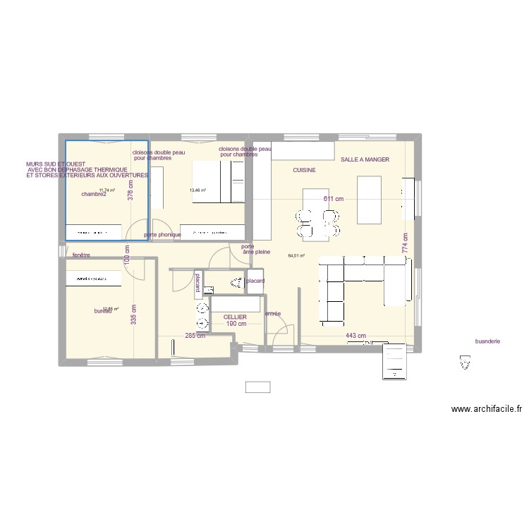 loic ec. Plan de 4 pièces et 102 m2