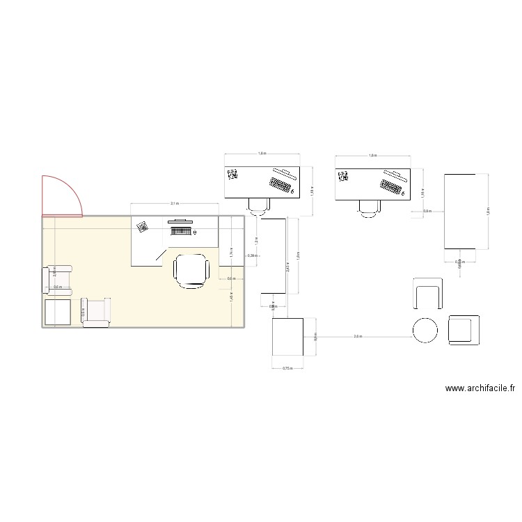OIM Office Prosperity. Plan de 1 pièce et 13 m2