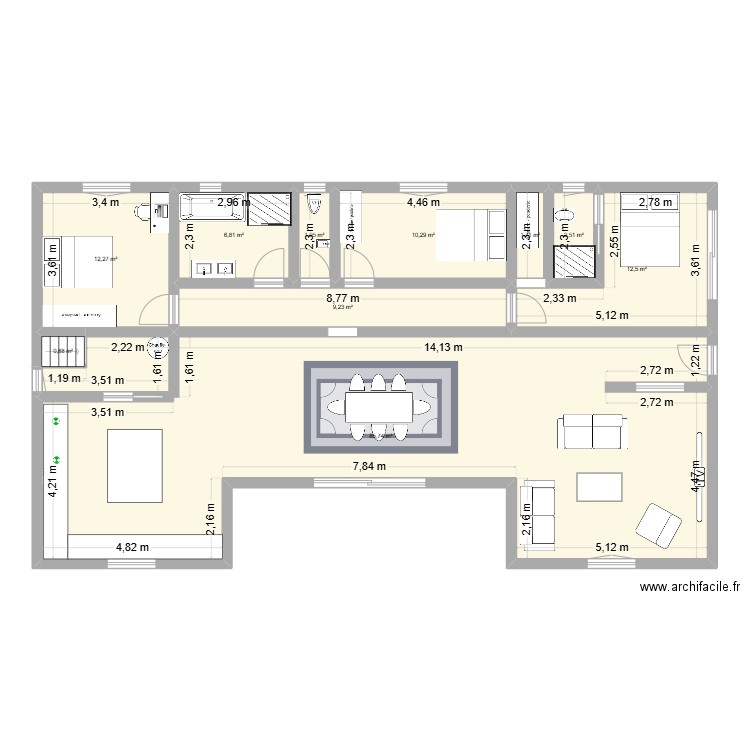 maison 1. Plan de 10 pièces et 144 m2