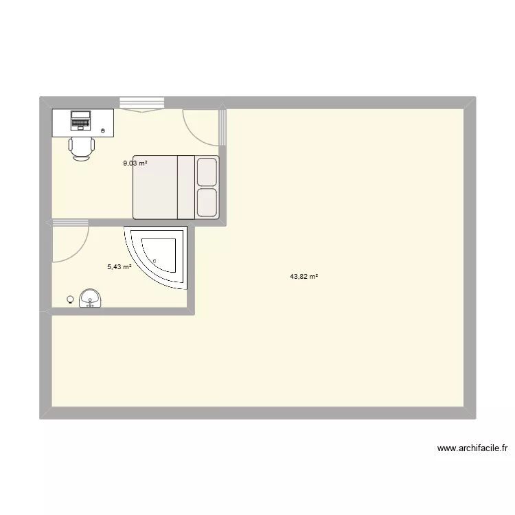 60m&sup2;. Plan de 3 Pièces et 58 m²