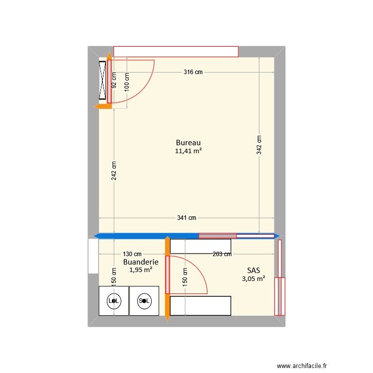 Thérond - Garage. Plan de 4 pièces et 17 m2