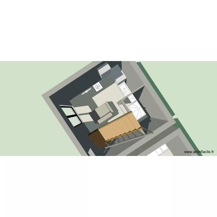 Studio de jardin. Plan de 3  et 32 m²