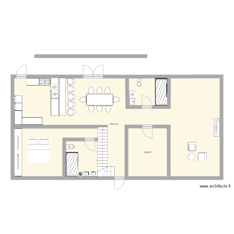 Mésange après ?. Plan de 2 pièces et 122 m2