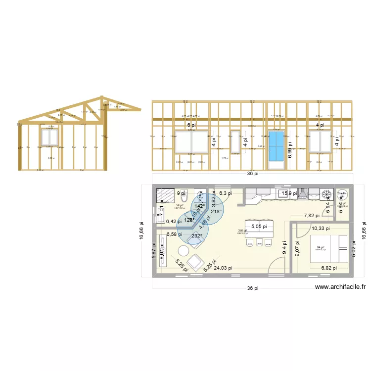 Plan chalet 4 saison St-Placide. Plan de 4  et 48 m²