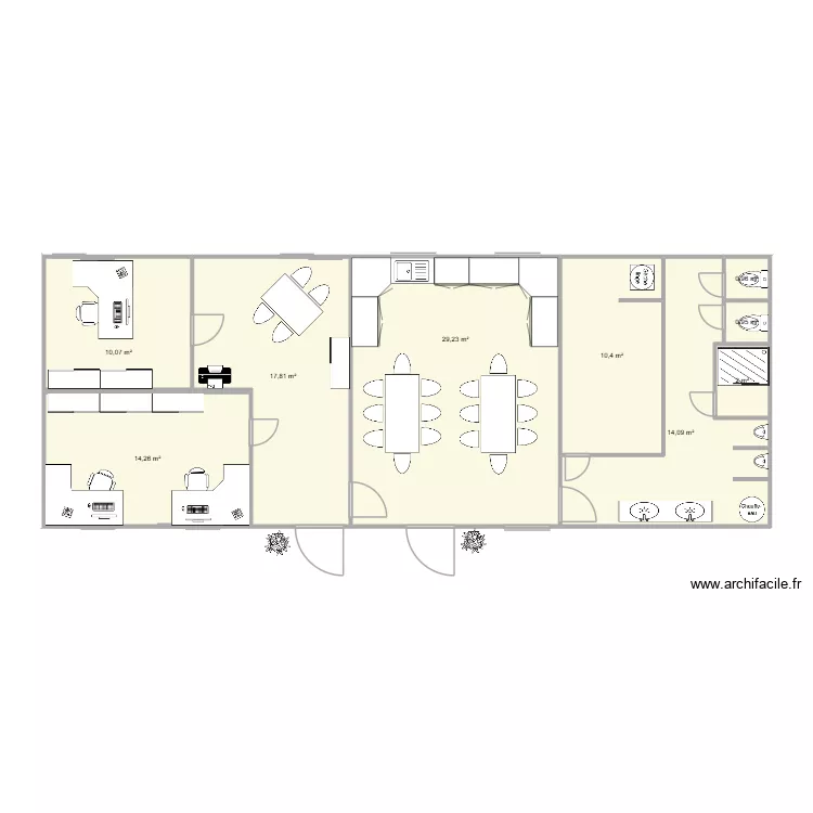 plan bureau. Plan de 9  et 100 m²