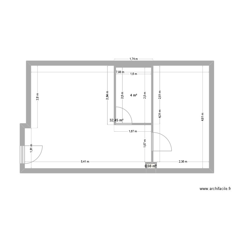 Gjorgji solution 1. Plan de 3 pièces et 37 m2