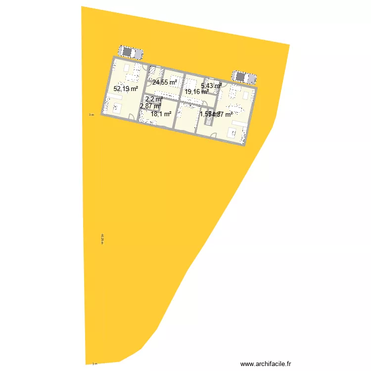Massigy maison. Plan de 18  et 409 m²