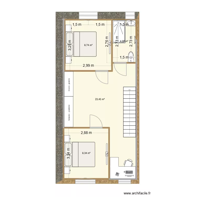 Projet Immobilier Mrs Baston R+1. Plan de 4 Pièces et 73 m² Projet Immobilier Mrs Baston R+1. Plan de 4 Pièces et 73 m²