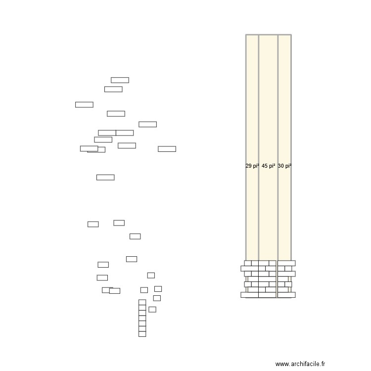 cheminée. Plan de 3 pièces et 10 m2
