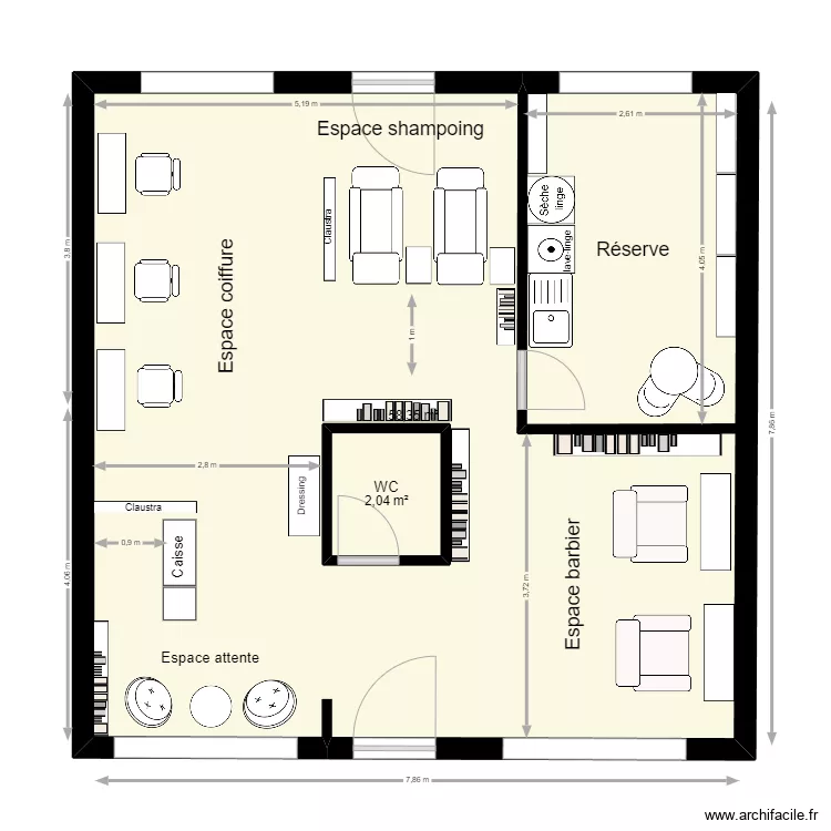 Salon PEGGY V4. Plan de 