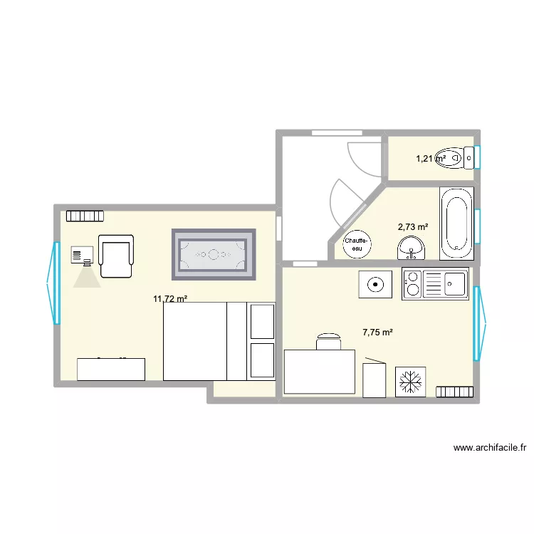 New Appart 2026. Plan de 4  et 23 m²