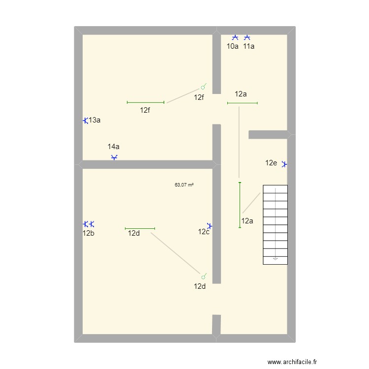 -1 fr. Plan de 1 pièce et 63 m2