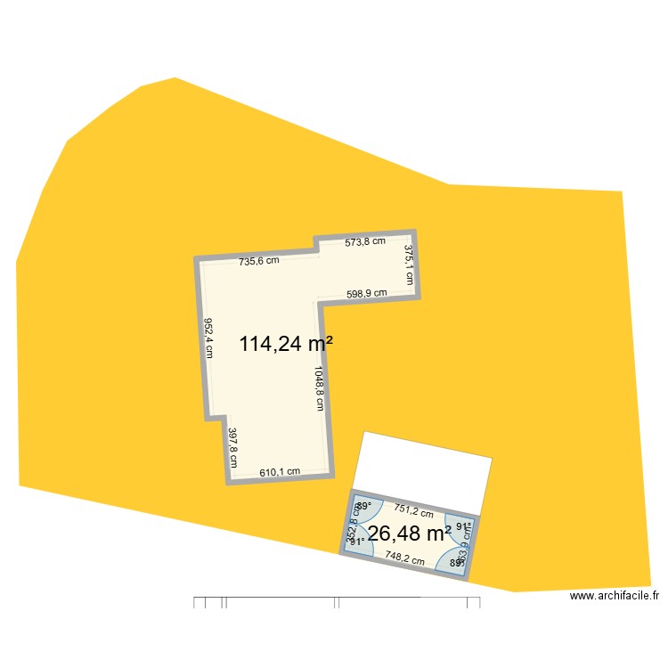 plan garage aligné haie. Plan de 2 pièces et 141 m2