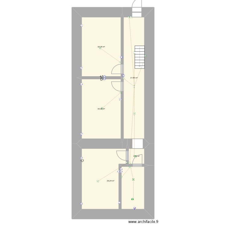balara étage. Plan de 5 pièces et 75 m2