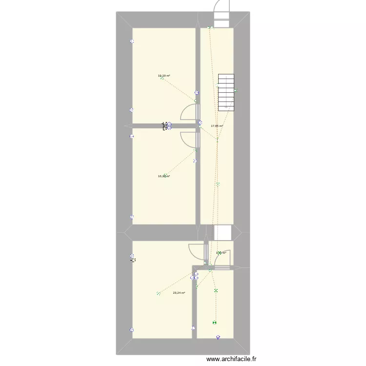 balara &eacute;tage. Plan de 5  et 75 m²