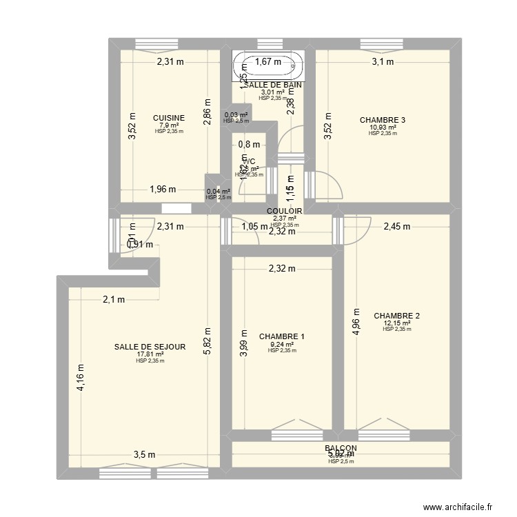 DROMEL. Plan de 11 pièces et 68 m2