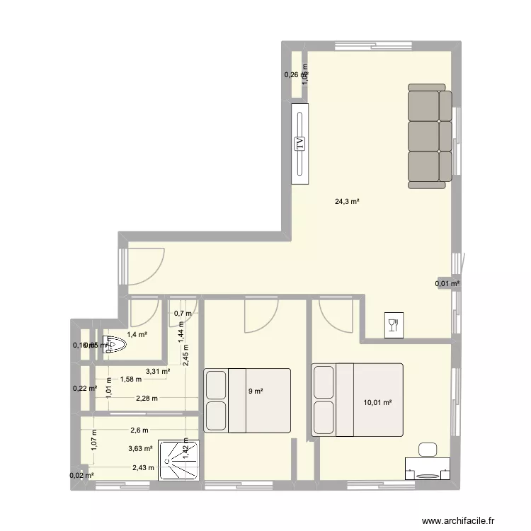 appartement projet tara. Plan de 11 Pièces et 53 m² appartement projet tara. Plan de 11 Pièces et 53 m²
