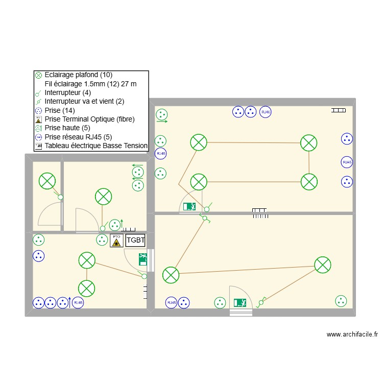 Local police. Plan de 5 pièces et 68 m2
