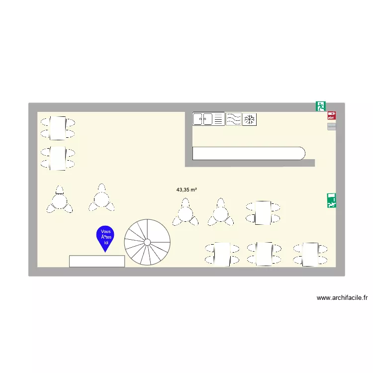 Cafe collex s.sol. Plan de 1 et 43 m² Cafe collex s.sol. Plan de 1 et 43 m²