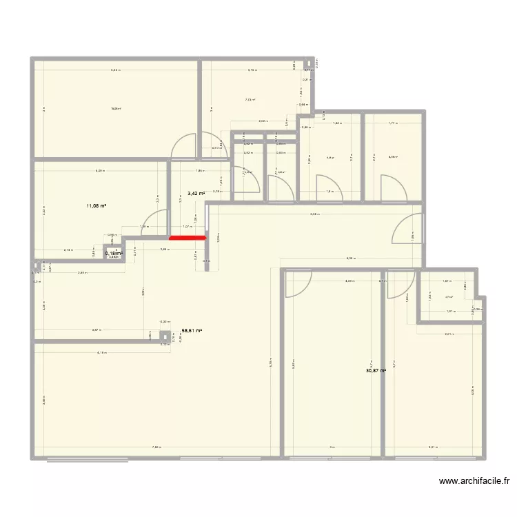 Eolienne apr&egrave;s travaux. Plan de 17  et 143 m²