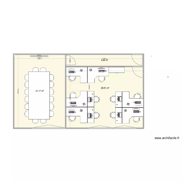Projet R1 3ème proposition. Plan de 3 et 53 m² Projet R1 3ème proposition. Plan de 3 et 53 m²
