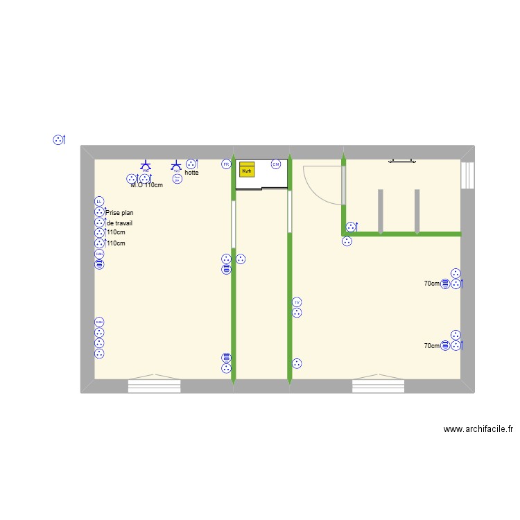 Plan prises. Plan de 3 pièces et 28 m2