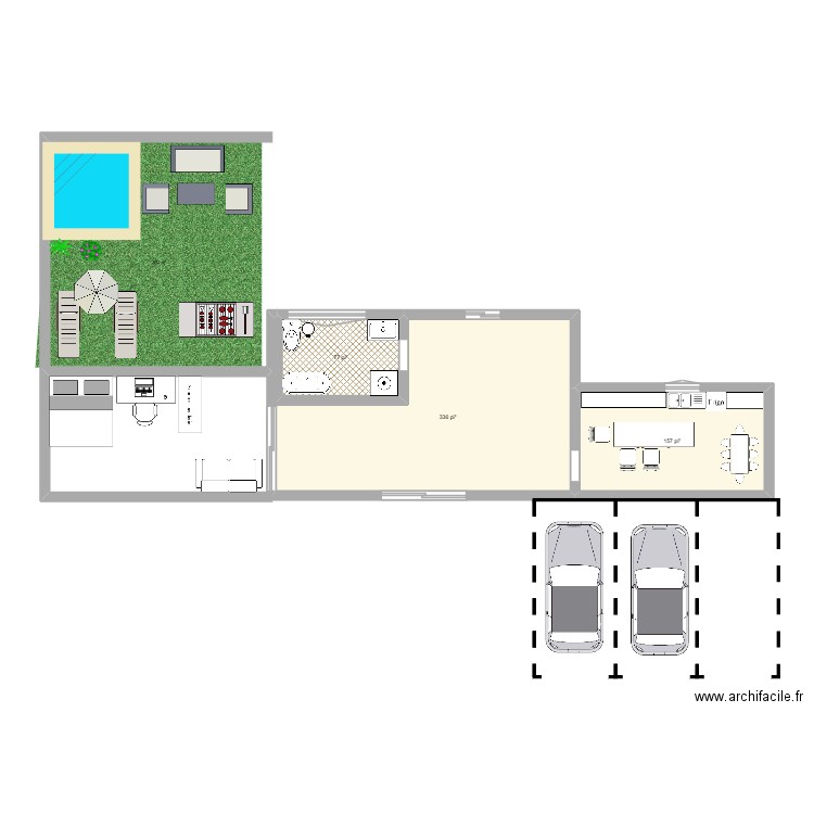 maison de camcam. Plan de 3 pièces et 53 m2