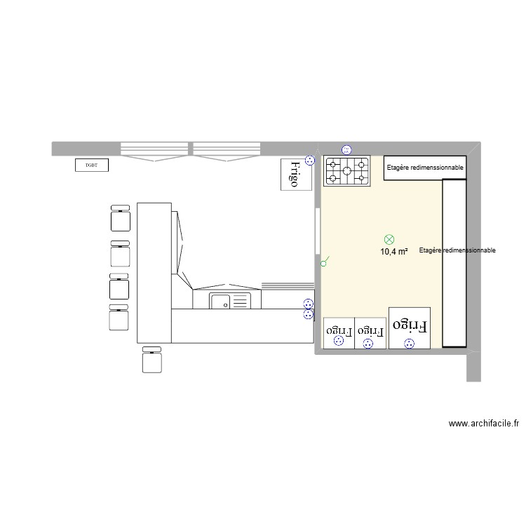 TCMM. Plan de 1 pièce et 10 m2