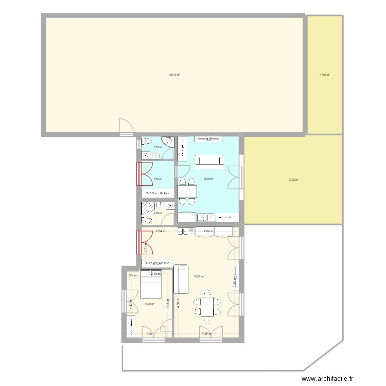 SCI Thiers appart double. Plan de 9 pièces et 267 m2