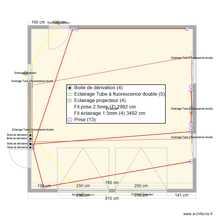 électricité garage. Plan de 1 pièce et 61 m2