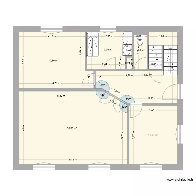 Projet Merle - Projet v1. Plan de 7 Pièces et 79 m²