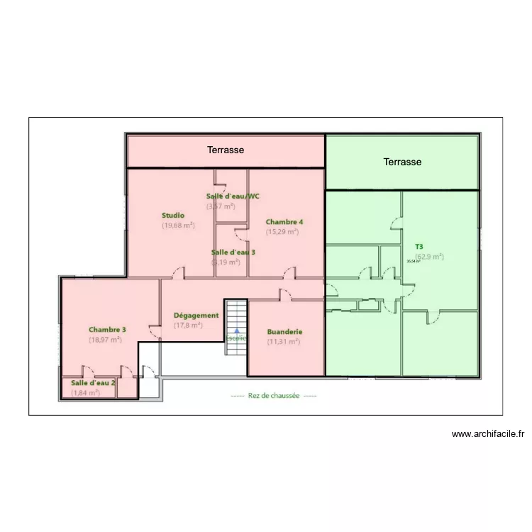 RDC int&eacute;rieur Aubagne. Plan de 