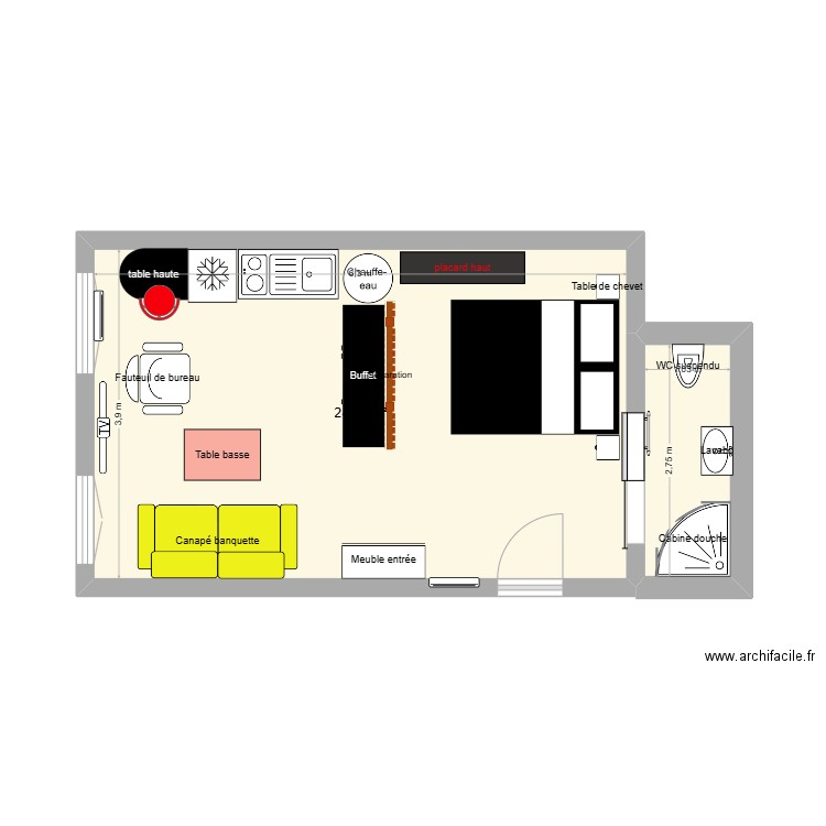 Martigues. Plan de 2 pièces et 27 m2