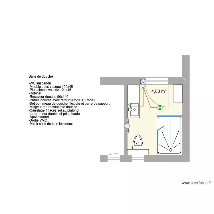 Salle de bain. Plan de 1 et 5 m² Salle de bain. Plan de 1 et 5 m²